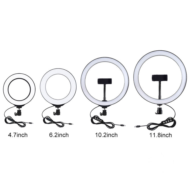 PULUZ PKT3032 6.2 inch 16cm USB 3 Modes Dimmable LED Ring Vlogging Photography Video Lights + Desktop Tripod Holder with Cold Shoe Tripod Ball Head