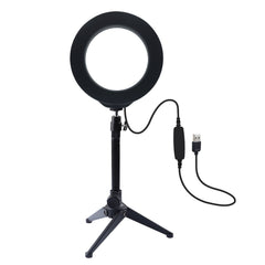 PULUZ PKT3032 6.2 inch 16cm USB 3 Modes Dimmable LED Ring Vlogging Photography Video Lights + Desktop Tripod Holder with Cold Shoe Tripod Ball Head
