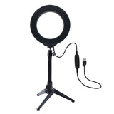 PULUZ PKT3032 6.2 inch 16cm USB 3 Modes Dimmable LED Ring Vlogging Photography Video Lights + Desktop Tripod Holder with Cold Shoe Tripod Ball Head