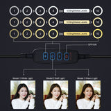 PULUZ PKT3032 6.2 inch 16cm USB 3 Modes Dimmable LED Ring Vlogging Photography Video Lights + Desktop Tripod Holder with Cold Shoe Tripod Ball Head