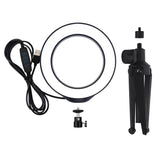 PULUZ PKT3032 6.2 inch 16cm USB 3 Modes Dimmable LED Ring Vlogging Photography Video Lights + Desktop Tripod Holder with Cold Shoe Tripod Ball Head