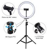 PULUZ PKT3035 1.1m Tripod Mount + 10 inch 26cm LED Ring Vlogging Video Light Live Broadcast Kits