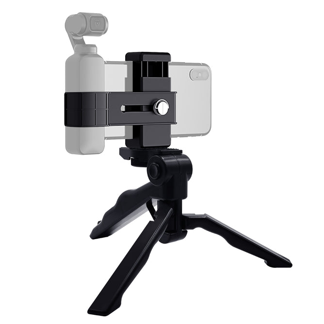 PULUZ PKT46 Smartphone Fixing Clamp 1/4 inch Holder Mount Bracket + Grip Folding Tripod Mount Kits for DJI OSMO Pocket