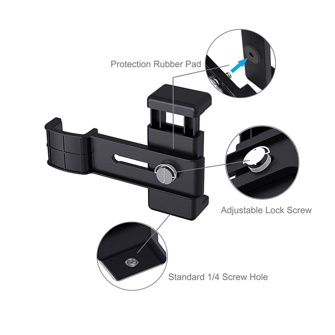 PULUZ PKT46 Smartphone Fixing Clamp 1/4 inch Holder Mount Bracket + Grip Folding Tripod Mount Kits for DJI OSMO Pocket