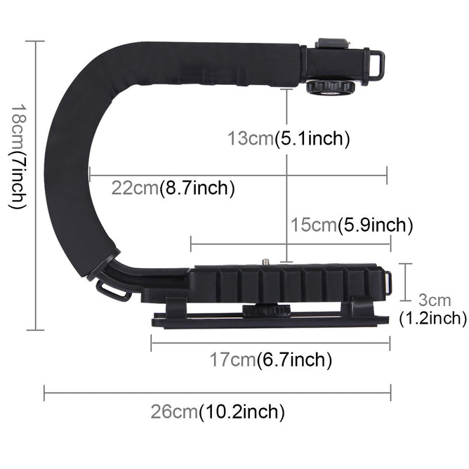 PULUZ PU3005 U/C Shape Portable Handheld DV Bracket Stabilizer for All SLR Cameras and Home DV Camera