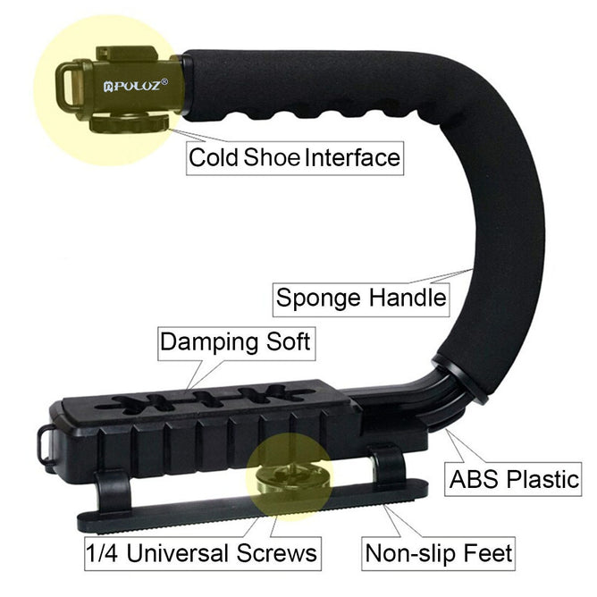 PULUZ PU3005 U/C Shape Portable Handheld DV Bracket Stabilizer for All SLR Cameras and Home DV Camera
