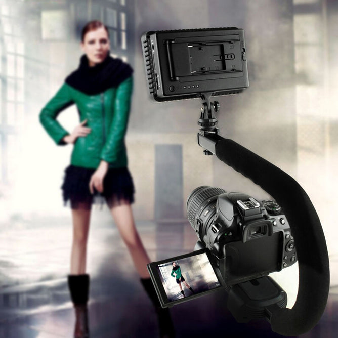 PULUZ PU3006 U/C Shape Portable Handheld DV Bracket Stabilizer Kit with Cold Shoe Tripod Head, Phone Clamp, Quick Release Buckle & Long Screw for All SLR Cameras and Home DV Camera