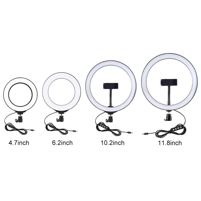 PULUZ PU392 Round Base Desktop Mount + 6.2 inch 3 Modes USB Dimmable LED Ring Vlogging Video Light