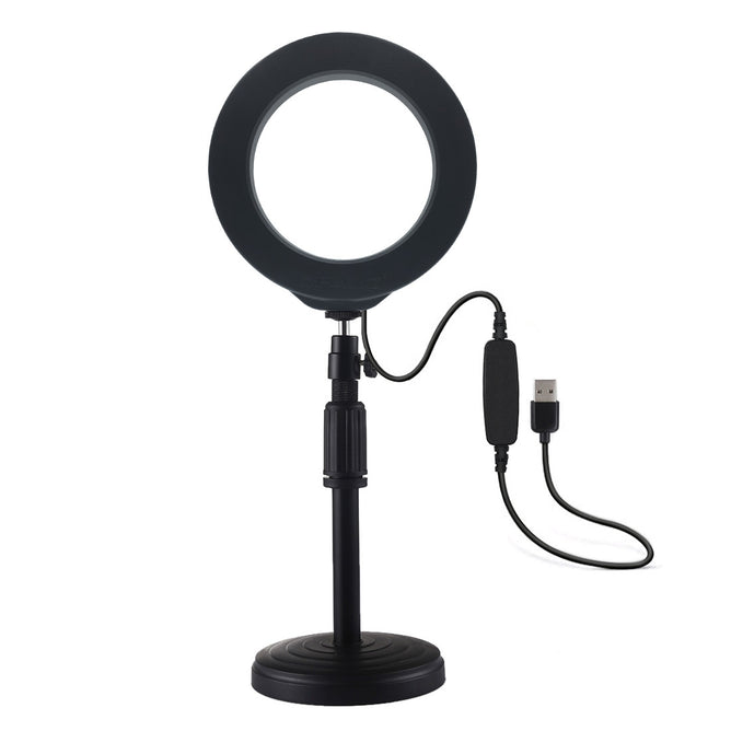 PULUZ PU392 Round Base Desktop Mount + 6.2 inch 3 Modes USB Dimmable LED Ring Vlogging Video Light