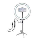 PULUZ PU397 10-inch 26cm USB 3 Modes Dimmable LED Ring Vlogging Selfie Photography Video Lights with Cold Shoe Tripod Ball Head & Phone Clamp