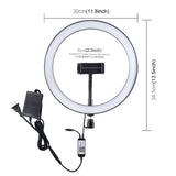 PULUZ PU411 12 inch RGB Dimmable LED Ring Vlogging Selfie Photography Video Lights with Cold Shoe Tripod Ball Head & Phone Clamp