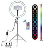 PULUZ PU411 12 inch RGB Dimmable LED Ring Vlogging Selfie Photography Video Lights with Cold Shoe Tripod Ball Head & Phone Clamp