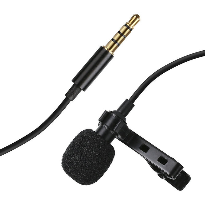 PULUZ PU424 1.5m 3.5mm Jack Lavalier Wired Condenser Recording Microphone