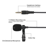PULUZ PU424 1.5m 3.5mm Jack Lavalier Wired Condenser Recording Microphone