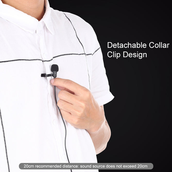 PULUZ PU424 1.5m 3.5mm Jack Lavalier Wired Condenser Recording Microphone