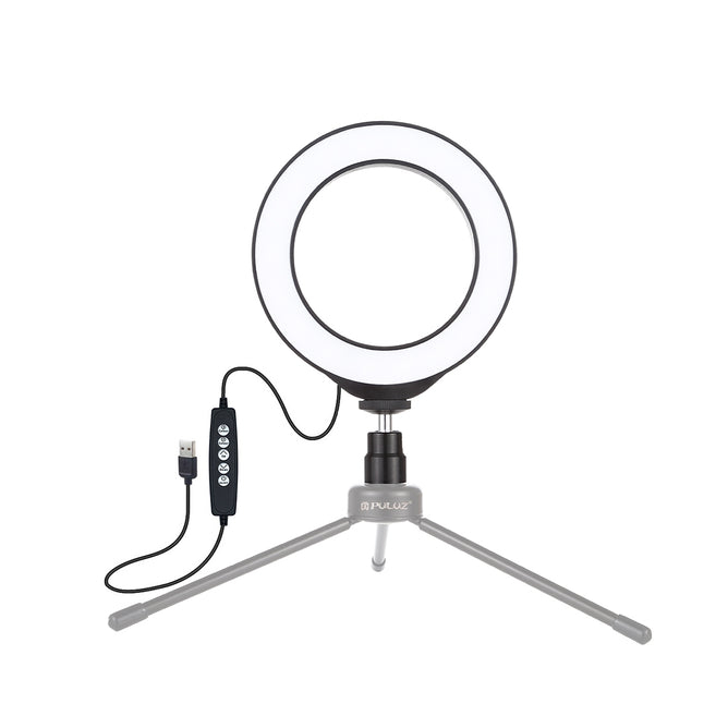 PULUZ PU431B 4.7 inch 12cm USB 10 Modes 8 Colors RGBW Dimmable LED Ring Vlogging Photography Video Lights with Cold Shoe Tripod Ball Head