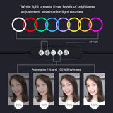 PULUZ PU431B 4.7 inch 12cm USB 10 Modes 8 Colors RGBW Dimmable LED Ring Vlogging Photography Video Lights with Cold Shoe Tripod Ball Head