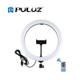 PULUZ PU458B 11.8 inch 30cm RGB Dimmable LED Dual Color Temperature LED Curved Diffuse Light Ring Vlogging Selfie Photography Video Lights with Cold Shoe Tripod Ball Head & Phone Clamp & Remote Control