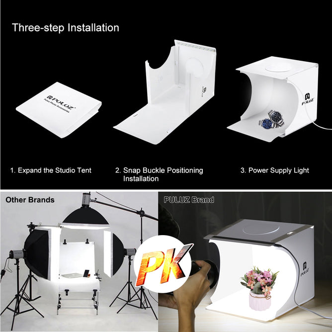 PULUZ PU5021 20cm Folding Portable 550LM 1 LED Light Photo Lighting Studio Shooting Tent Box Kit with 6 Colors Backdrops
