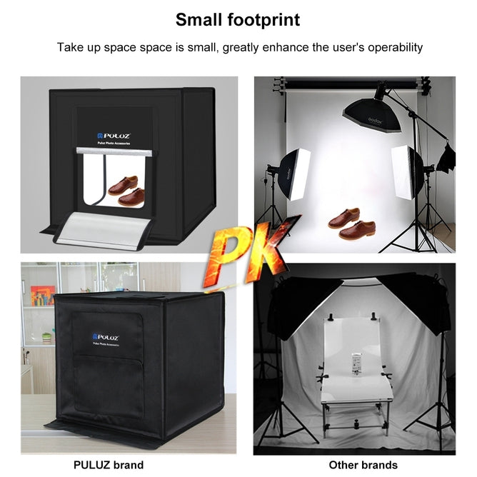 PULUZ PU5060 Photo Studio Light Box Portable 60cm Photography Tent Kit with 3 Removable Backdrop