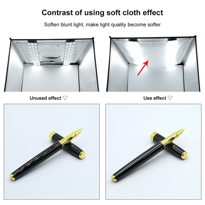 PULUZ PU5060 Photo Studio Light Box Portable 60cm Photography Tent Kit with 3 Removable Backdrop