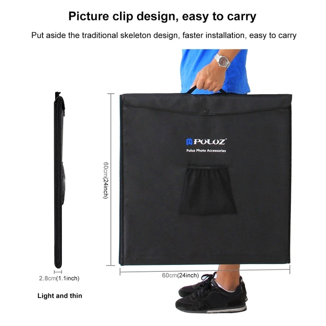 PULUZ PU5060 Photo Studio Light Box Portable 60cm Photography Tent Kit with 3 Removable Backdrop
