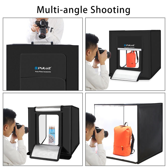 PULUZ PU5060 Photo Studio Light Box Portable 60cm Photography Tent Kit with 3 Removable Backdrop