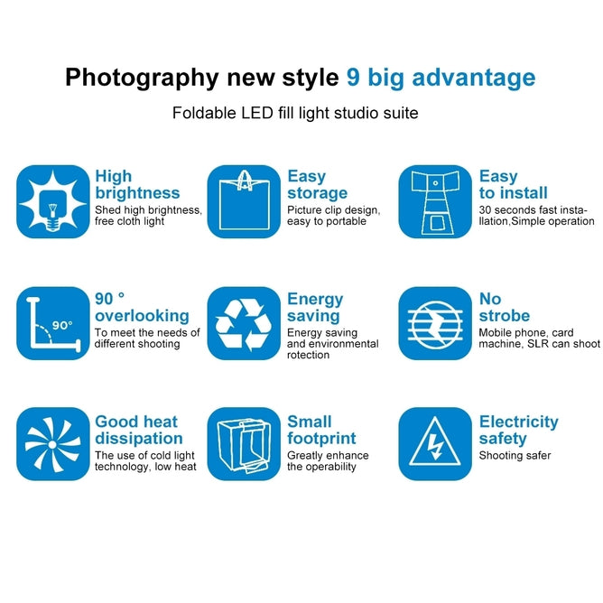 PULUZ PU5060 Photo Studio Light Box Portable 60cm Photography Tent Kit with 3 Removable Backdrop