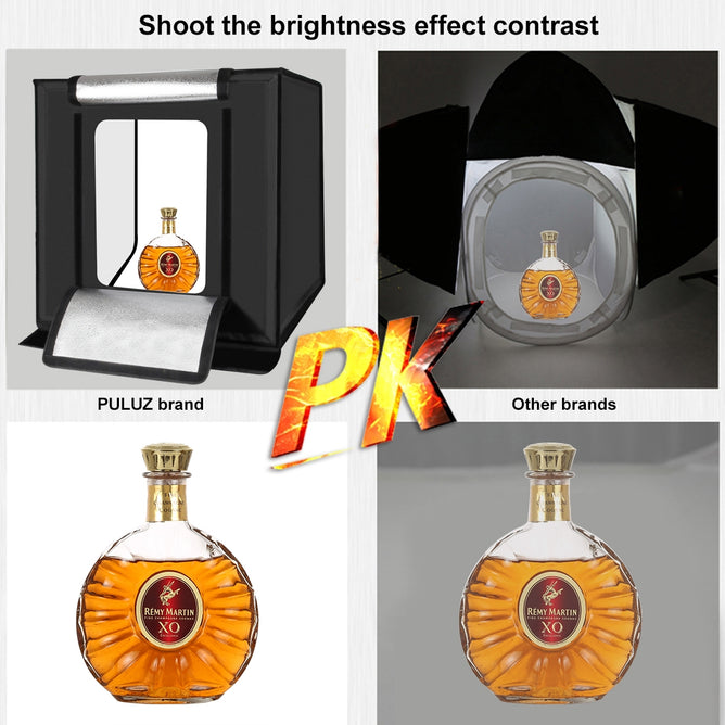 PULUZ PU5060 Photo Studio Light Box Portable 60cm Photography Tent Kit with 3 Removable Backdrop