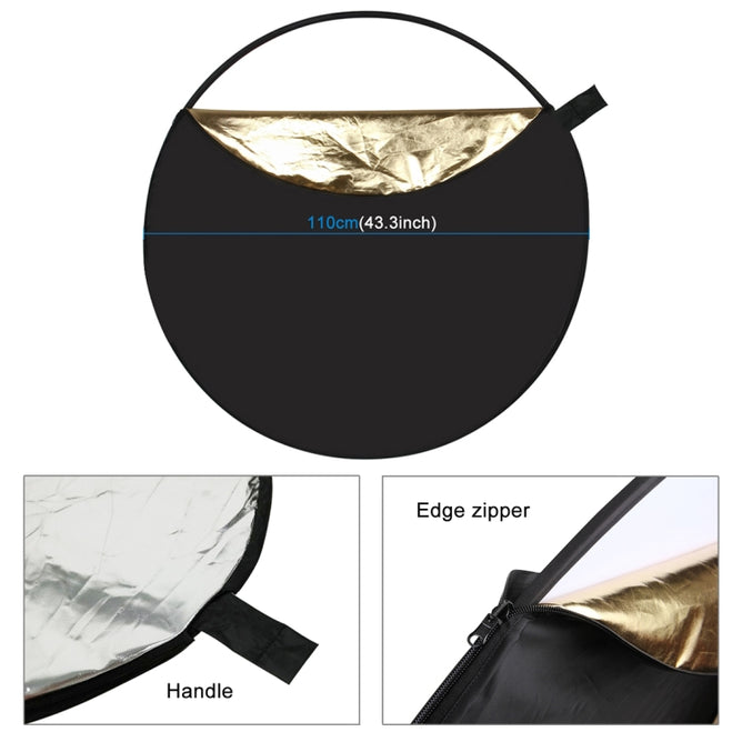 PULUZ PU5110 110cm 5 in 1 (Silver / Translucent / Gold / White / Black) Folding Photo Studio Reflector Board