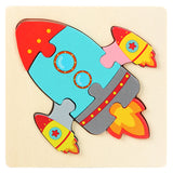 3D Wooden Puzzle Children's Educational Toys Non-toxic Relieve Stress Cartoons Animal Jigsaw Puzzles for Kids