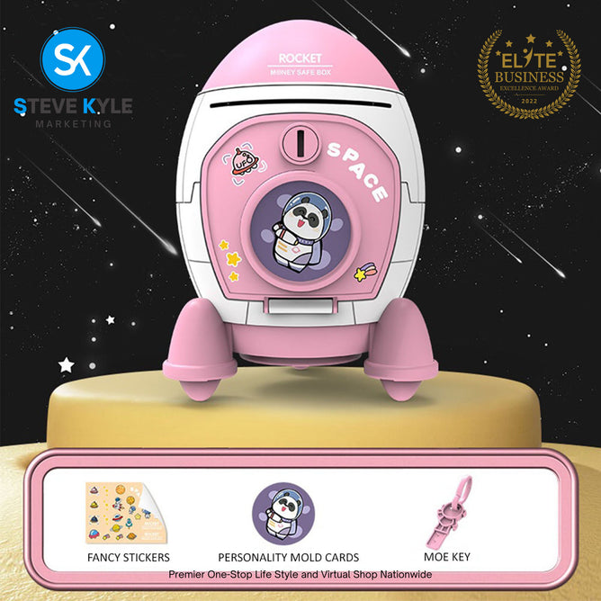 Rocket Money Box Coin With Big Space Cartoon Ornaments