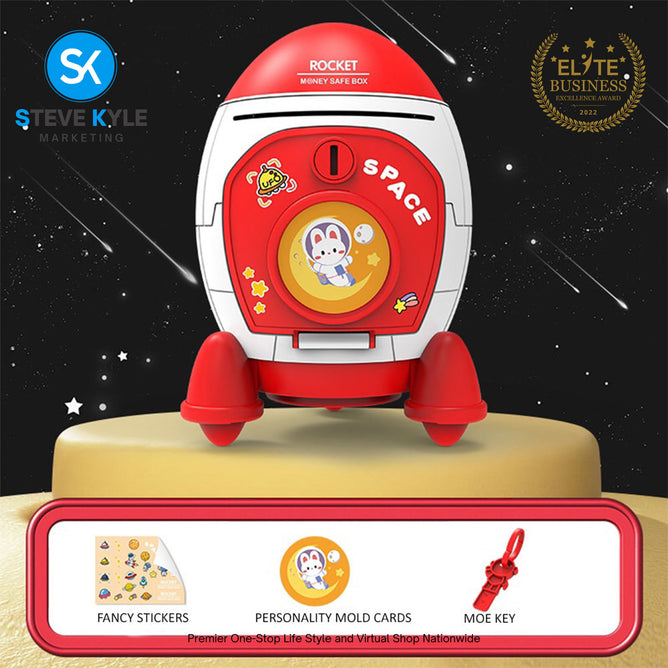 Rocket Money Box Coin With Big Space Cartoon Ornaments