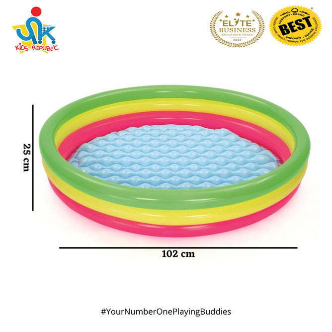 Bestway Colorful 3 Air Ring Inflatable Pool for Outdoor Kiddie Swimming Pool