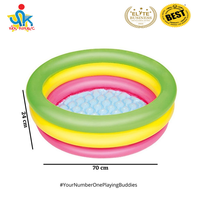 Bestway Colorful 3 Air Ring Inflatable Pool for Outdoor Kiddie Swimming Pool
