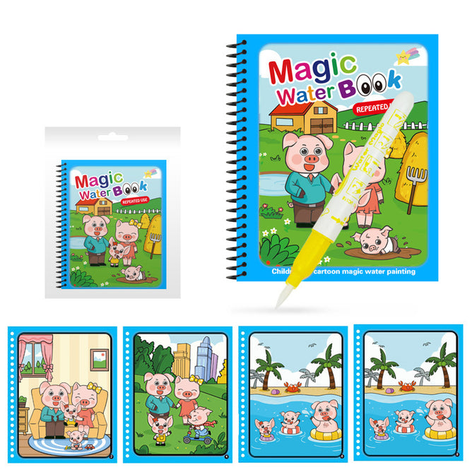 Early Learning Reusable Coloring Book Magic Water Drawing Book Sensory Enhance Creativity Toys for Kids