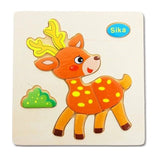 Wooden 3D Puzzle Jigsaw Animal Intelligence Children Educational Toy