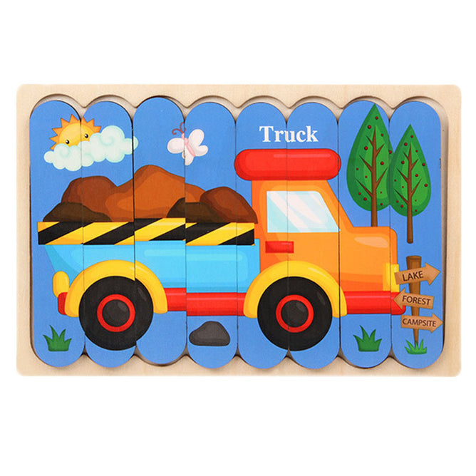 8pcs. Strip 3D Tell Story Kids Gift Educational Toys Animal  Jigsaw Wooden Puzzle