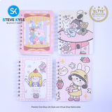 A7 4 Pieces Pocket Notebook Cute Cartoon Character Spiral Diary Notebook for Home & School Supply