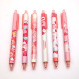 6pcs Set of Press Glue Pen Retractable Gel Random Ink Color Ballpen