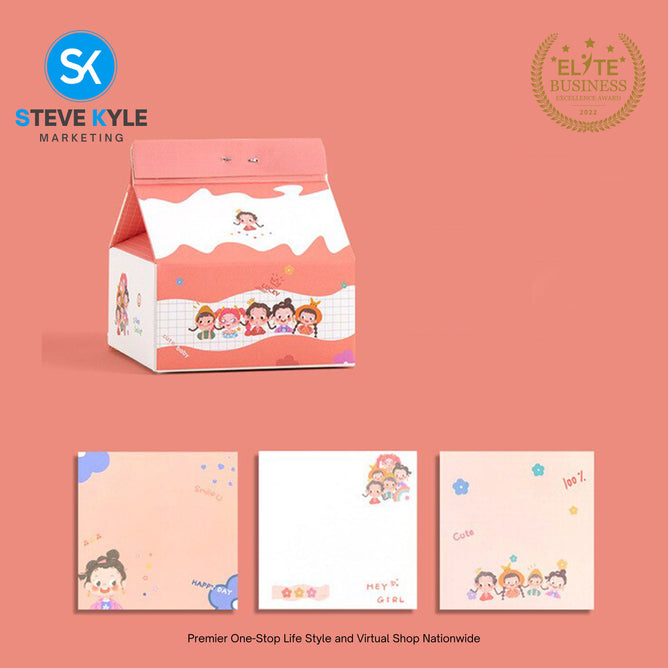 Creative Removable Cute Milk Carton Box Sticky Note Set for Home Office & School