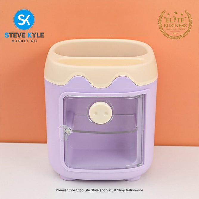 Pencil Holder Grid Multifunctional Desktop Stationery Box