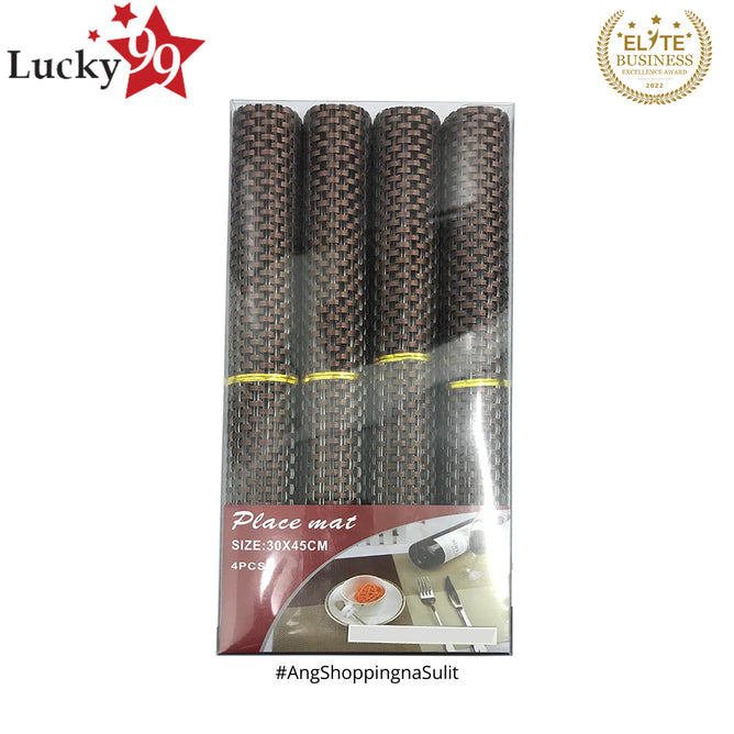 Woven Vinyl Placemat Heat Resistant Anti-Skid Washable PVC Placemats for Kitchen Table (Set of 4)