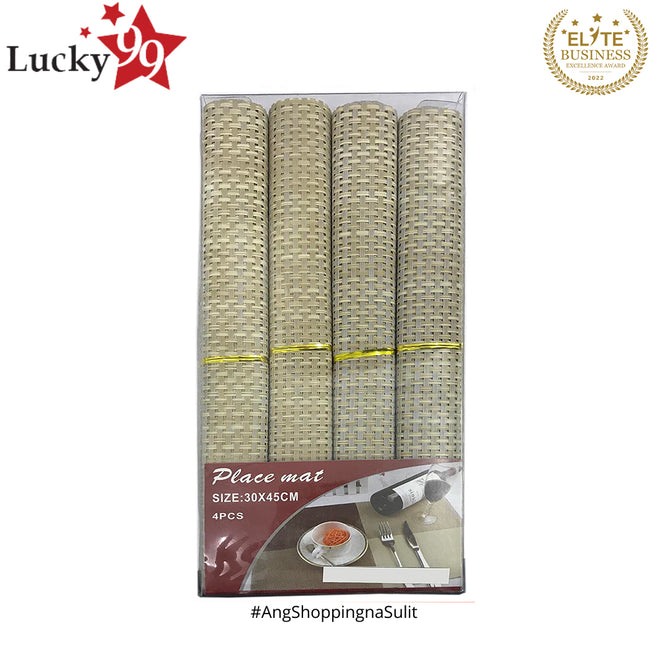 Woven Vinyl Placemat Heat Resistant Anti-Skid Washable PVC Placemats for Kitchen Table (Set of 4)