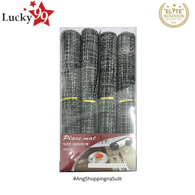 Woven Vinyl Placemat Heat Resistant Anti-Skid Washable PVC Placemats for Kitchen Table (Set of 4)