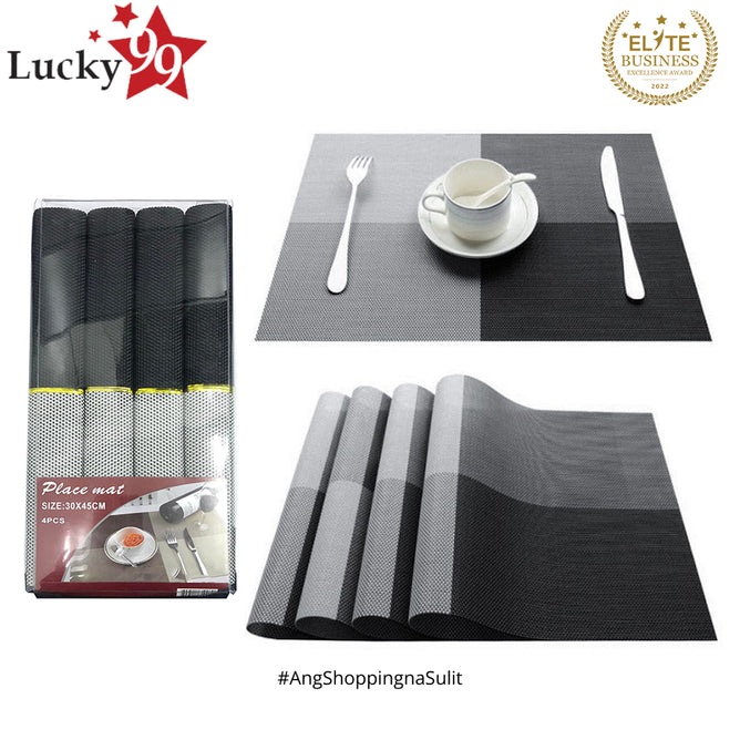 Woven Vinyl Placemat Heat Resistant Anti-Skid Washable PVC Placemats for Kitchen Table (Set of 4)