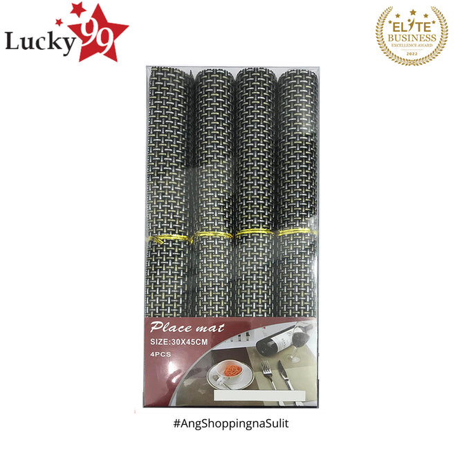 Woven Vinyl Placemat Heat Resistant Anti-Skid Washable PVC Placemats for Kitchen Table (Set of 4)