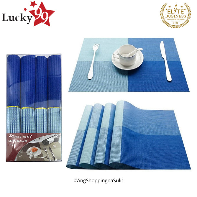 Woven Vinyl Placemat Heat Resistant Anti-Skid Washable PVC Placemats for Kitchen Table (Set of 4)