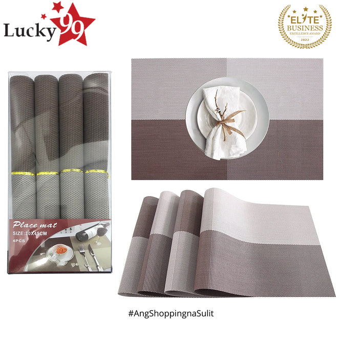 Woven Vinyl Placemat Heat Resistant Anti-Skid Washable PVC Placemats for Kitchen Table (Set of 4)