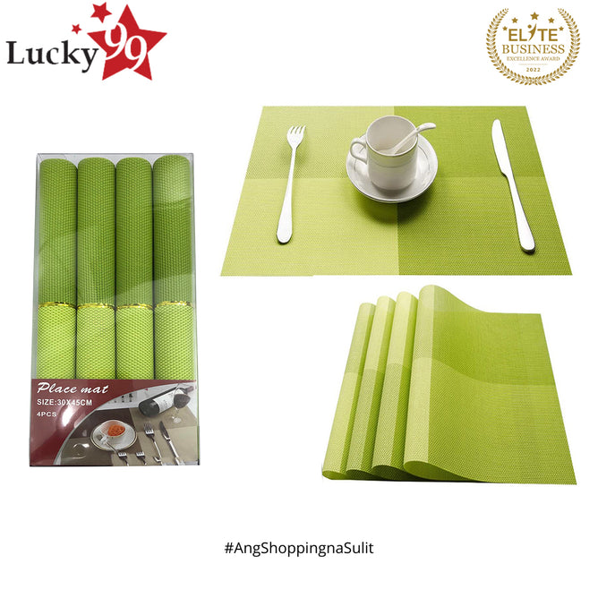 Woven Vinyl Placemat Heat Resistant Anti-Skid Washable PVC Placemats for Kitchen Table (Set of 4)